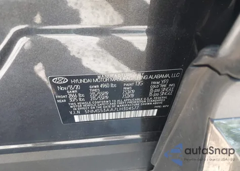 2020 Hyundai Santa Fe Limited 2.0T из США, поврежденный, VIN 5NMS53AA7LH304577